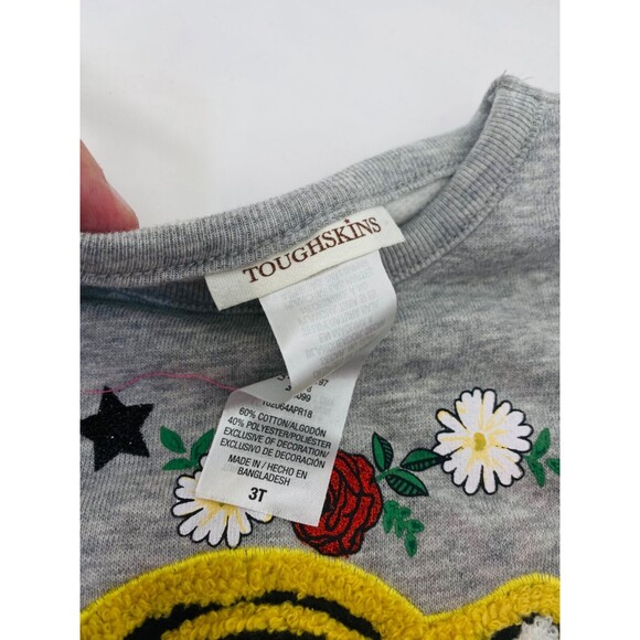 Toughskins Girl's Sweatshirt Grey Pink Red 3 Piece Set Bow and Leggings Size 3T - Picture 4 of 6